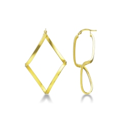 18k yellow gold rhombus shaped drop earrings 