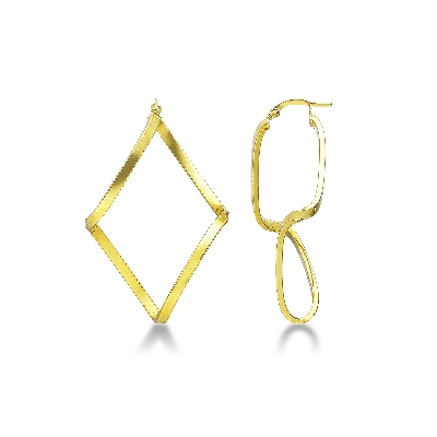18k yellow gold rhombus shaped drop earrings 