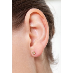 Round zircon stud earrings in yellow gold 18k 2