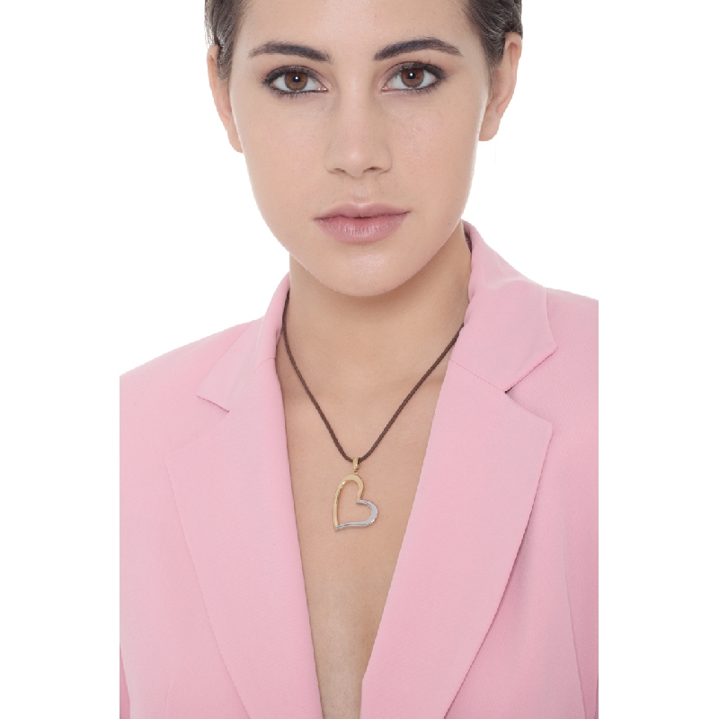 18k yellow and white gold heart shape pendant