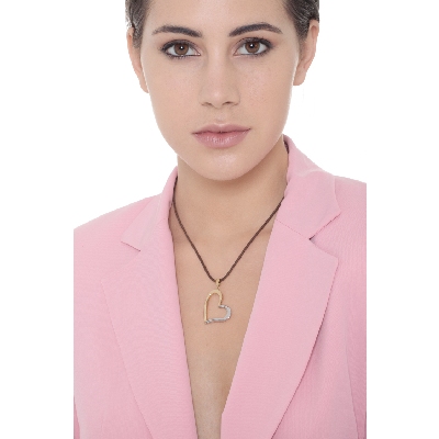 18k yellow and white gold heart shape pendant