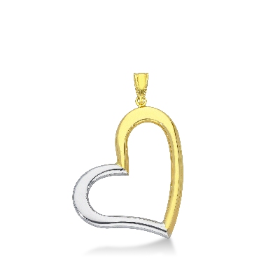18k yellow and white gold heart shape pendant