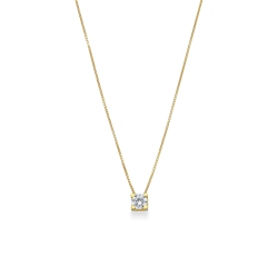 18k yellow gold solitaire necklace with zircon