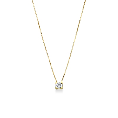 18k yellow gold solitaire necklace with zircon
