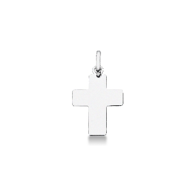 Rectangular cross pendant in 18k white gold 