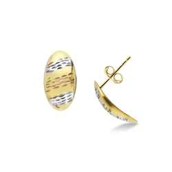 18k rose, yellow and white gold oval earrings