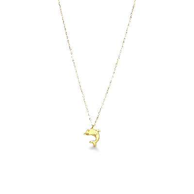 18k yellow gold necklace with dolphin pendant 