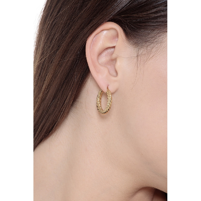 Hoop twisted earrings in yellow gold 18k