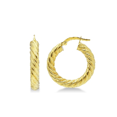 Hoop twisted earrings in yellow gold 18k
