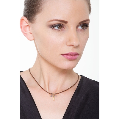 18k yellow and white gold rounded cross pendant 