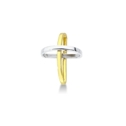 18k yellow and white gold rounded cross pendant 