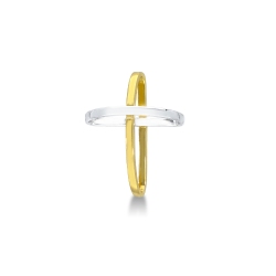 Rounded cross in 18k yellow and white gold