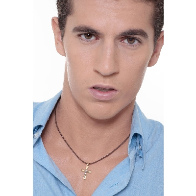 18k yellow and white gold cross pendant with Jesus