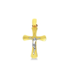 18k yellow and white gold cross pendant with Jesus