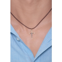 Silhuette cross and Jesus pendant in 18k yellow and white gold  2
