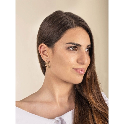 Yellow gold 18k oval curved earrings 