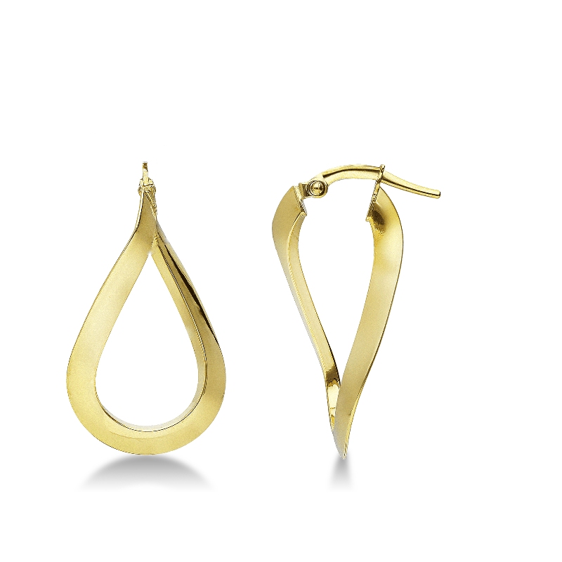 Yellow gold 18k oval curved earrings 