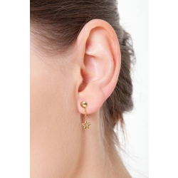 Yellow gold 18k drop earrings with stars pendants  2