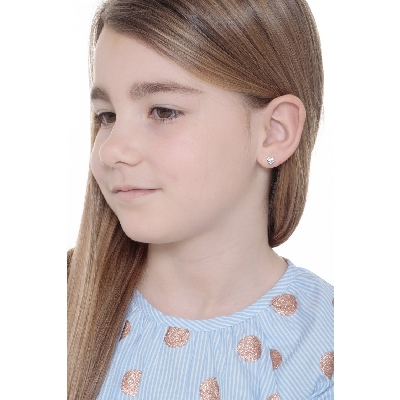 18k white gold heart earrings  with zircon pavè