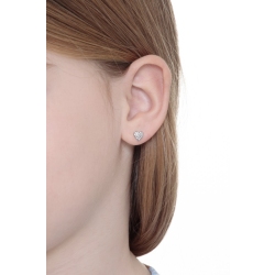 18k white gold heart earrings  with zircon pavè 2