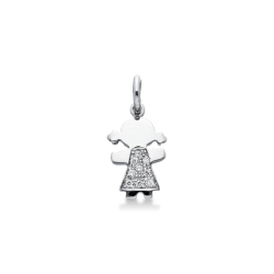 18k white gold girl pendant with pavè of diamonds