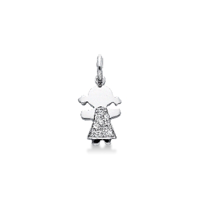 18k white gold girl pendant with pavè of diamonds
