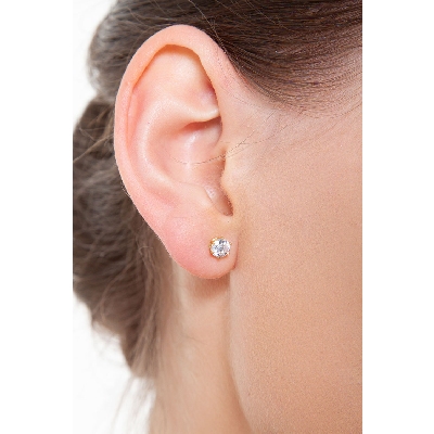 Zircon stud earrings in yellow gold 18k