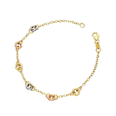 Chain bracelet in 18k rose, white and yellow gold 