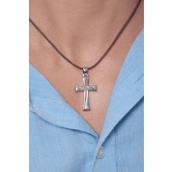 Fancy double gold cross, 18k yellow and white gold 2