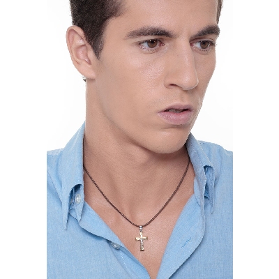 18k white gold Christ and hook and 18k yellow gold cross