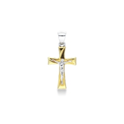18k white gold Christ and hook and 18k yellow gold cross