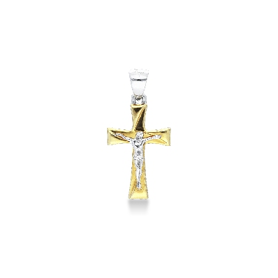 18k white gold Christ and hook and 18k yellow gold cross