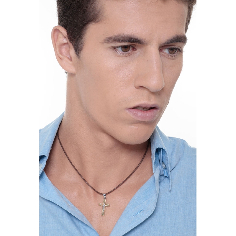 18k yellow gold cross with 18k white gold Christ and hook