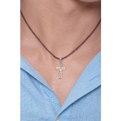 18k yellow gold cross with 18k white gold Christ and hook