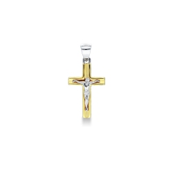 18k yellow gold cross with 18k white gold Christ and hook
