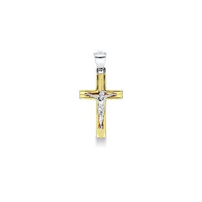 18k yellow gold cross with 18k white gold Christ and hook