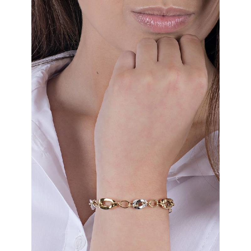 Fancy bracelet in 18k white and yellow gold