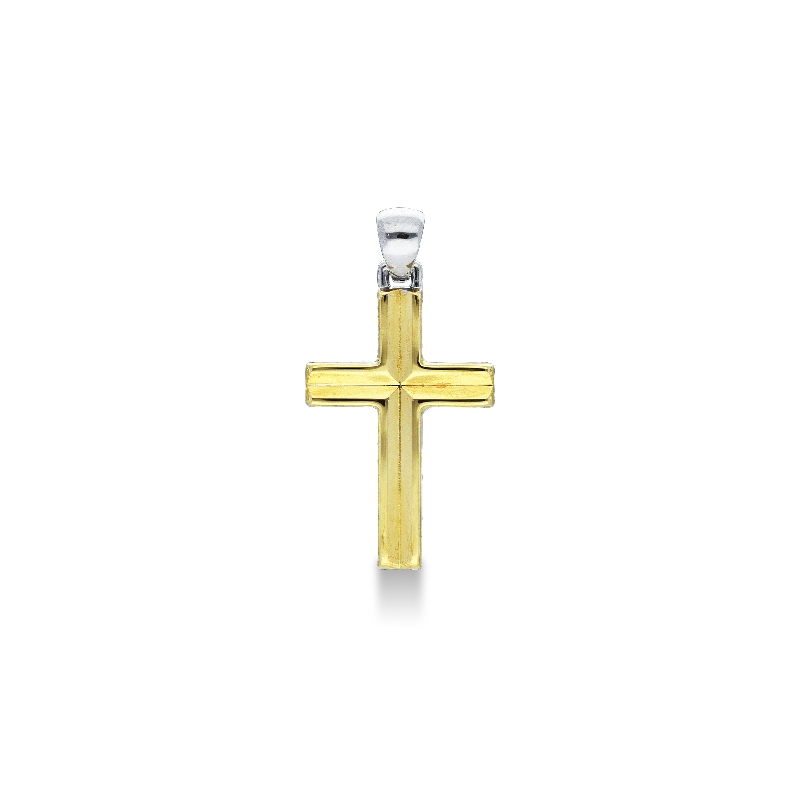 18k yellow gold cross with 18k white gold hook