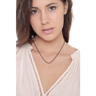 Butterfly pendant with zircons in 18k yellow gold