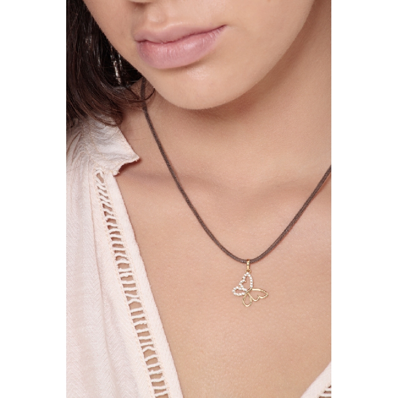 Butterfly pendant with zircons in 18k yellow gold