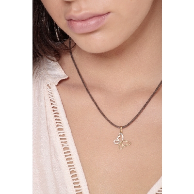 Butterfly pendant with zircons in 18k yellow gold