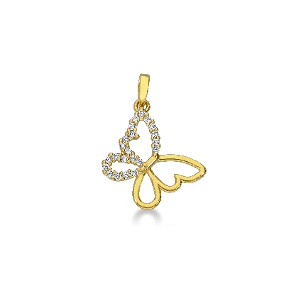 Butterfly pendant with zircons in 18k yellow gold