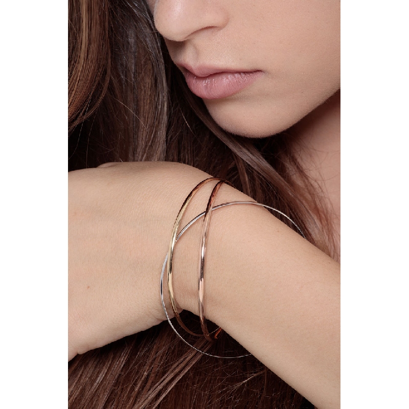 18k yellow, white and rose gold rigid bracelet