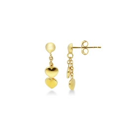 Yellow gold 18k earrings with heart pendants 