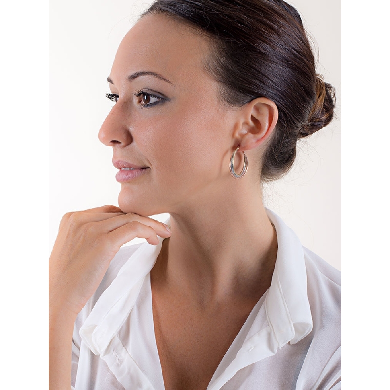 Braided wire hoops in white, yellow and rose gold 18k