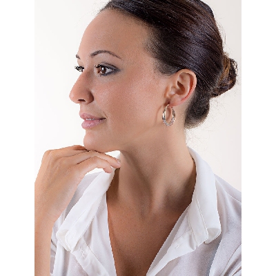 Braided wire hoops in white, yellow and rose gold 18k