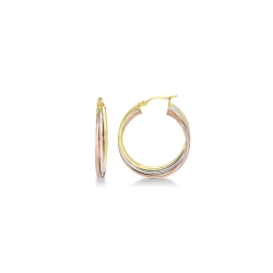 Braided wire hoops in white, yellow and rose gold 18k