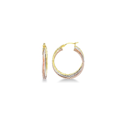 Braided wire hoops in white, yellow and rose gold 18k