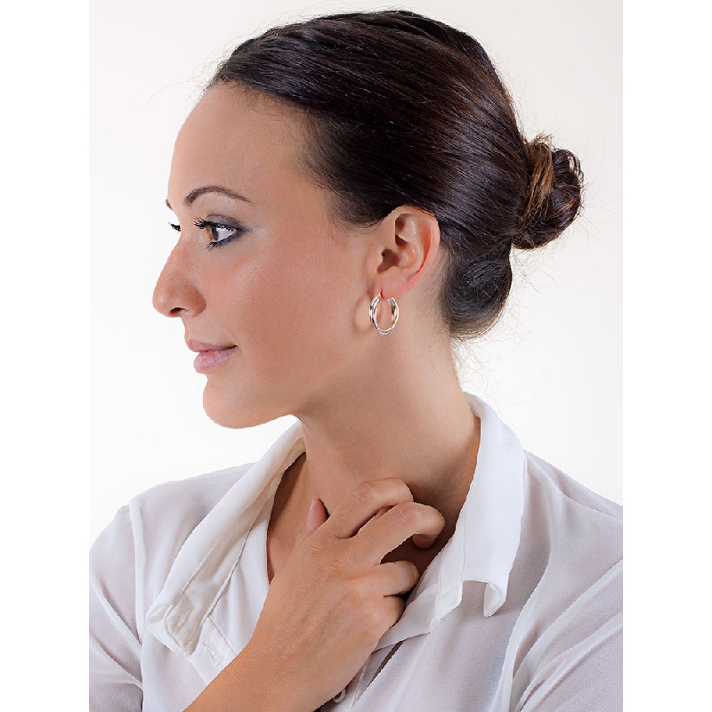 Tricolor hoop earrings in 18k white, rose and yellow gold