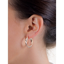 Tricolor hoop earrings in 18k white, rose and yellow gold 2